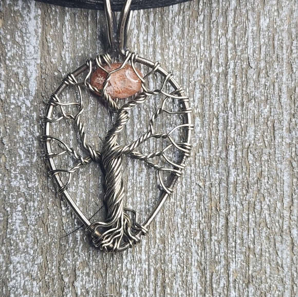 Red Sunstone Wire Wrapped Tree of Life - Picture 2 of 8